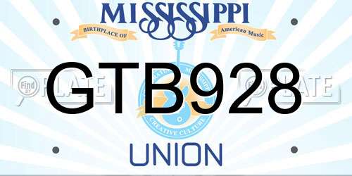 GTB928 Mississippi License Plate