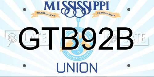 GTB92B Mississippi License Plate