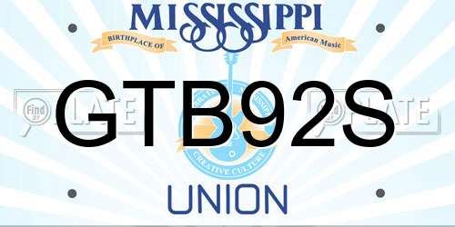 GTB92S Mississippi License Plate