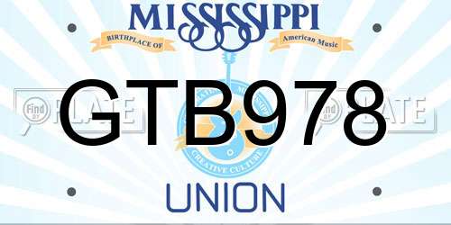 GTB978 Mississippi License Plate