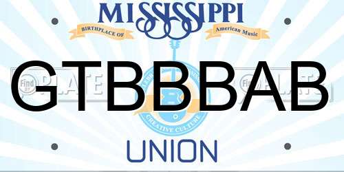 GTBBBAB Mississippi License Plate