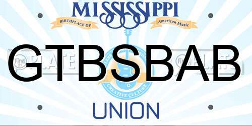 GTBSBAB Mississippi License Plate
