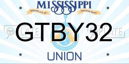 GTBY32 Mississippi License Plate