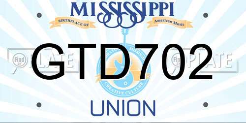 GTD702 Mississippi License Plate