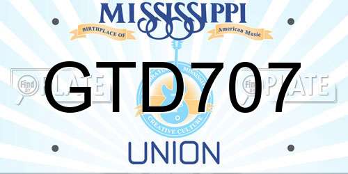 GTD707 Mississippi License Plate