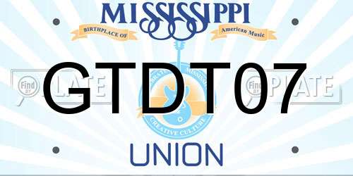 GTDT07 Mississippi License Plate