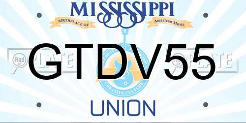 GTDV55 Mississippi License Plate
