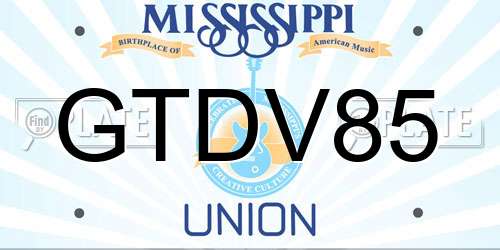 GTDV85 Mississippi License Plate