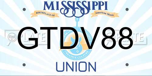 GTDV88 Mississippi License Plate