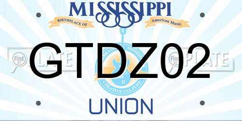 GTDZ02 Mississippi License Plate