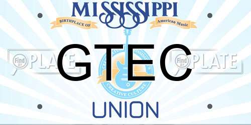 GTEC Mississippi License Plate