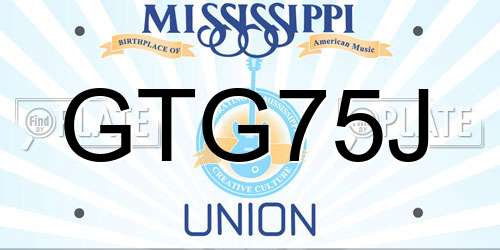GTG75J Mississippi License Plate