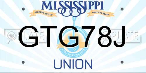 GTG78J Mississippi License Plate