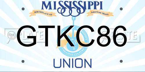 GTKC86 Mississippi License Plate