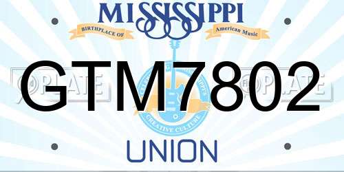 GTM7802 Mississippi License Plate