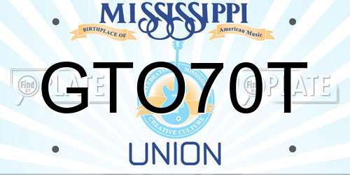 GTO70T Mississippi License Plate