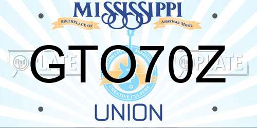 GTO70Z Mississippi License Plate