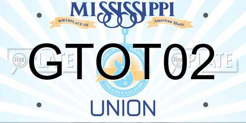 GTOT02 Mississippi License Plate