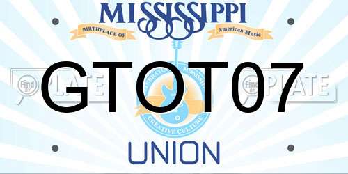GTOT07 Mississippi License Plate
