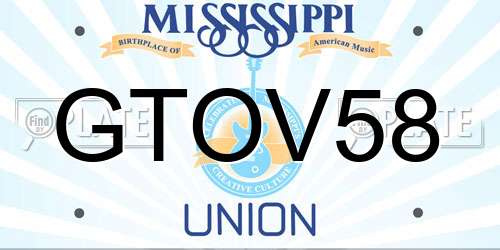 GTOV58 Mississippi License Plate