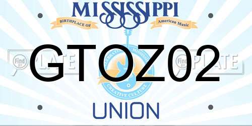 GTOZ02 Mississippi License Plate