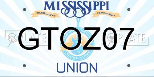 GTOZ07 Mississippi License Plate