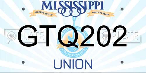 GTQ202 Mississippi License Plate