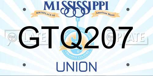 GTQ207 Mississippi License Plate