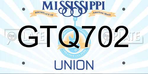 GTQ702 Mississippi License Plate