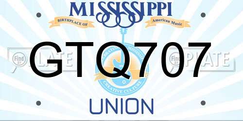 GTQ707 Mississippi License Plate