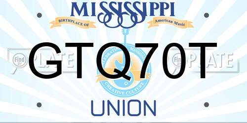GTQ70T Mississippi License Plate