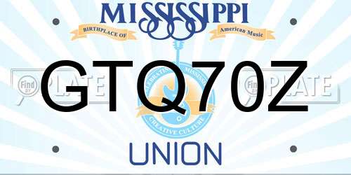 GTQ70Z Mississippi License Plate