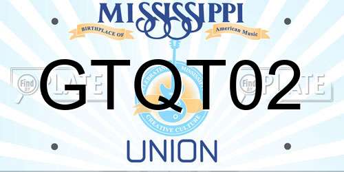 GTQT02 Mississippi License Plate