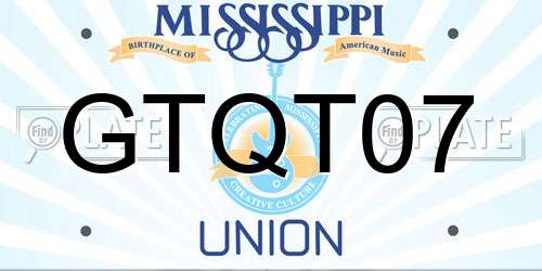 GTQT07 Mississippi License Plate