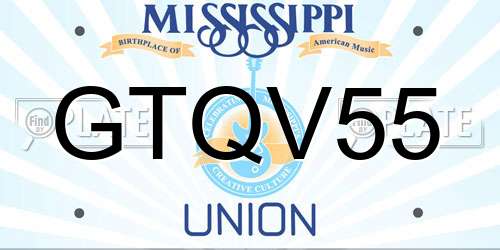 GTQV55 Mississippi License Plate