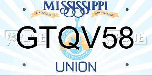 GTQV58 Mississippi License Plate