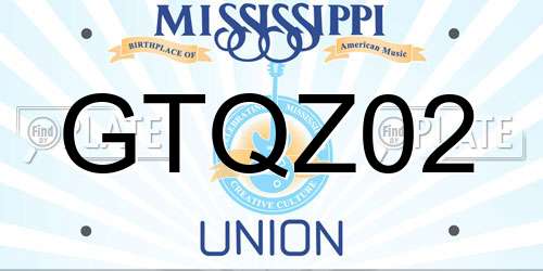 GTQZ02 Mississippi License Plate