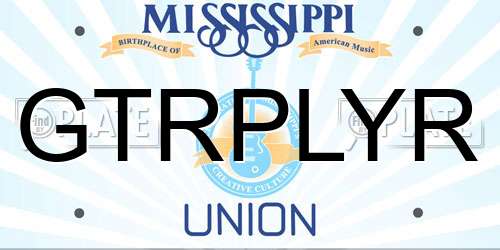 GTRPLYR Mississippi License Plate