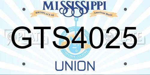 GTS4025 Mississippi License Plate