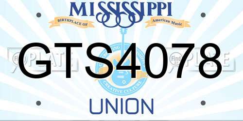 GTS4078 Mississippi License Plate