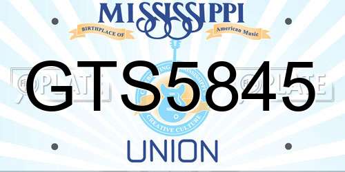 GTS5845 Mississippi License Plate