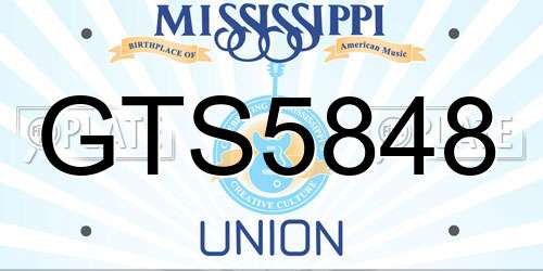 GTS5848 Mississippi License Plate