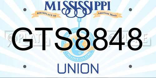 GTS8848 Mississippi License Plate