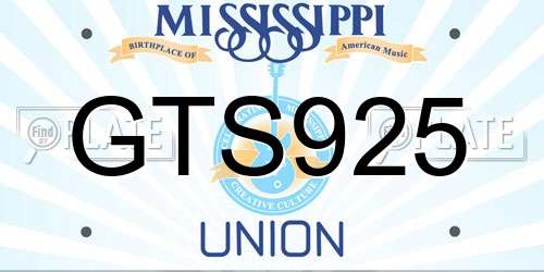 GTS925 Mississippi License Plate