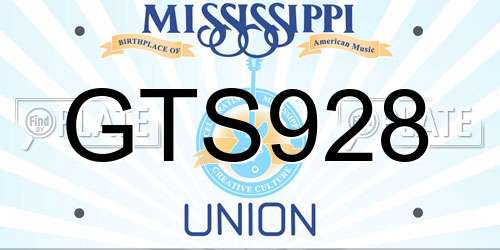 GTS928 Mississippi License Plate