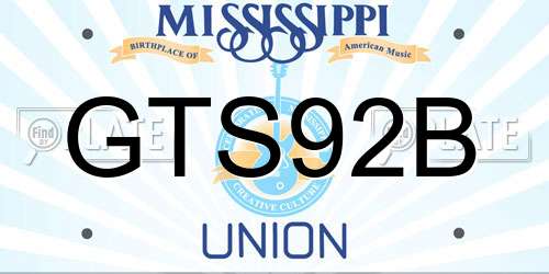 GTS92B Mississippi License Plate