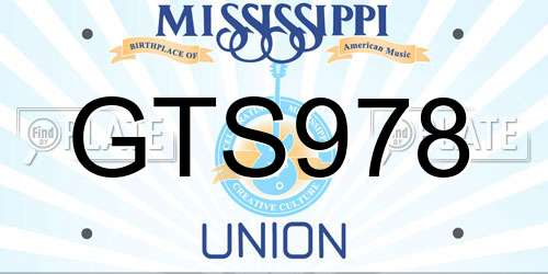 GTS978 Mississippi License Plate