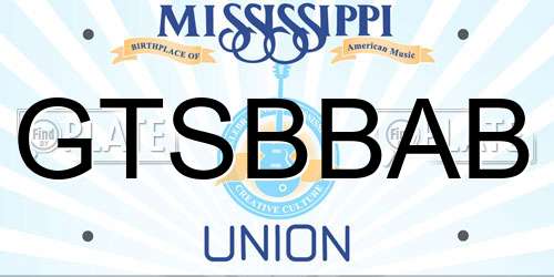 GTSBBAB Mississippi License Plate