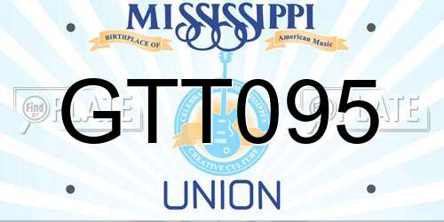 GTT095 Mississippi License Plate