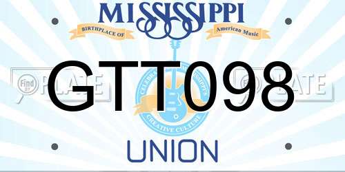 GTT098 Mississippi License Plate